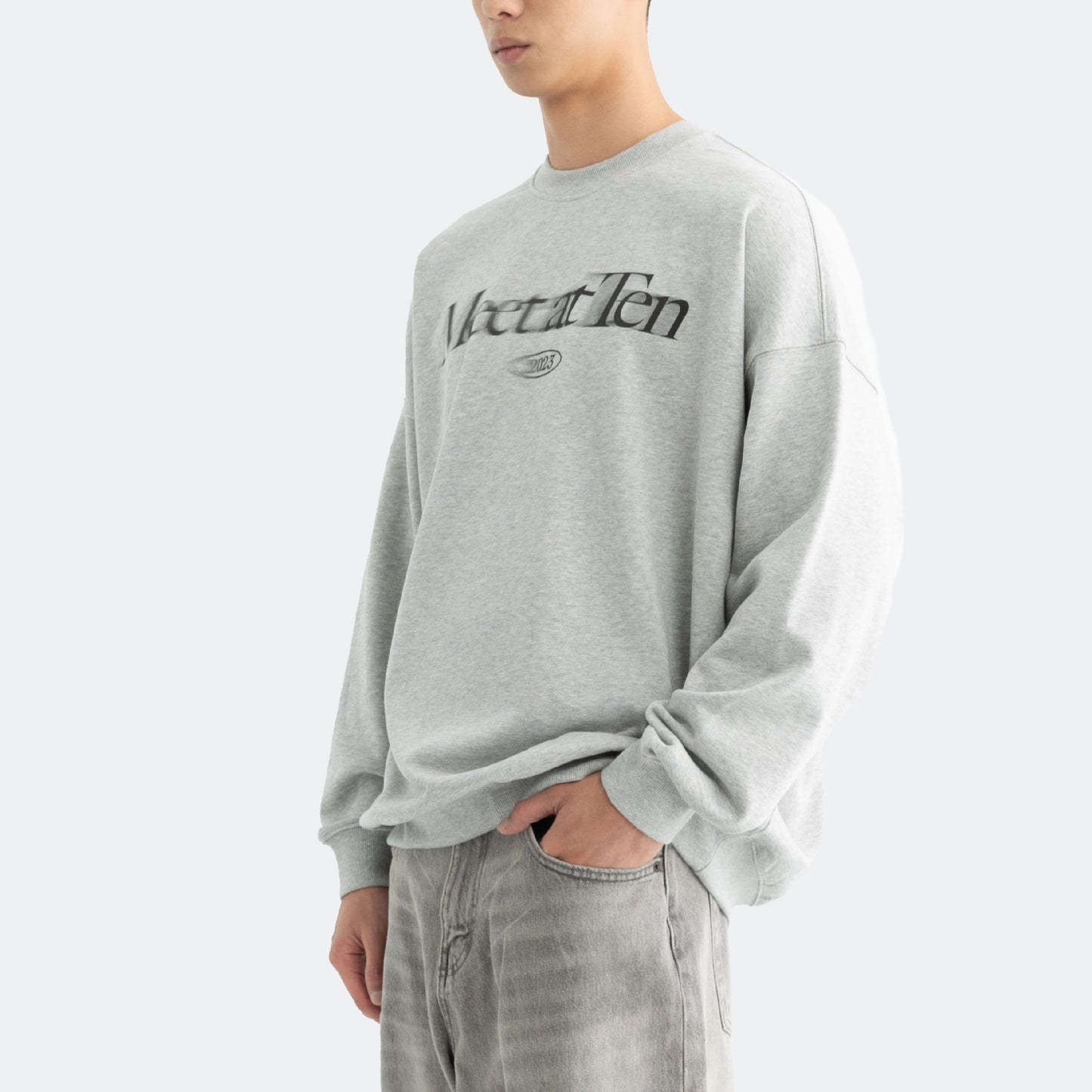 Classic Faded Crewneck in School Grey: Male