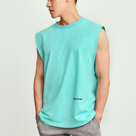 Boxy-fit oversized cotton tank in Aqua 💙