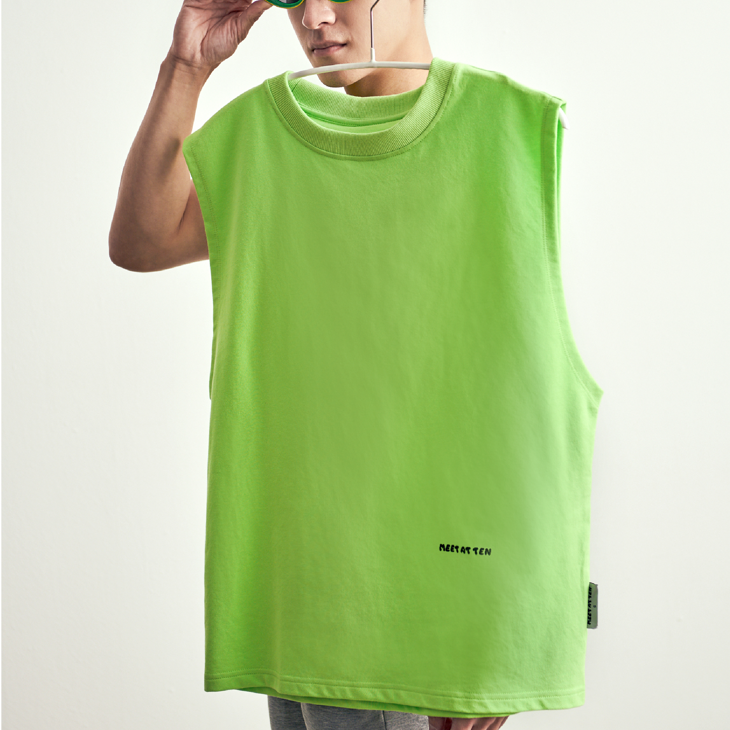 Boxy-fit oversized cotton tank in Lime 💚